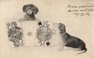 New year, dogs, playing cards (EK)