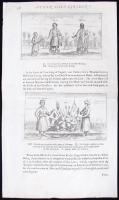 cca 1750 Athanasius Kircher's Description of China. 3db rézmetszettel illusztrált lap Athanasius Kircher China Illustrata című művének angol nyelvű kiadásából /  Illustrated sheet from Kirchers work, 40x23cm