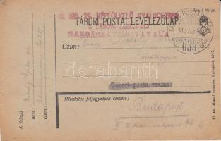 Katonai és tábori posta; Levelezőlap "TP 639", Military and field post, Postcard "TP 639"