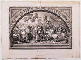 cca 1890 Raffaello nyomán A.H. Payne: Attila. Vatican. Rome. Selmar Hess Publisher, New York. Acélmetszet /  Steel engraving, 20x26cm