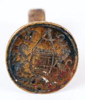 Családi címeres bronz pecsétnyomó SB monogrammal. / Bronze seal-maker 4 cm