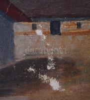 Jelzés nélkül: Utca részlet. Olaj, vászon, kisebb hibákkal, 26×40 cm