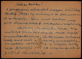 1938 Vír György felvidéki magyar író, szobrász saját kézzel írt levelezőlapja