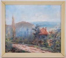 Rimányi jelzéssel: Domb tetőn. Olaj, vászon, kereteben 33×37 cm