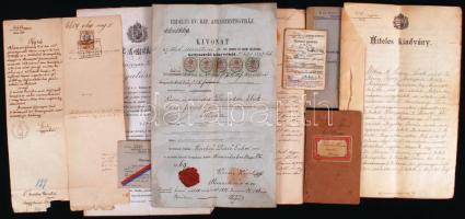 cca 1860-1920 8 darabos okmány tétel, ítélet, katonai igazolvány, egyéb érdekességek