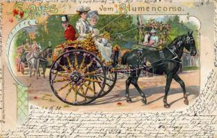 Németorszég 1898 Litho lap Gerában feladva  hosszúcímzéses (apró saroktörés)