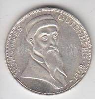 NSZK 1968G 5M Ag "Gutenberg" T:2 GFR 1968G 5 Mark Ag "Gutenberg" C:XF