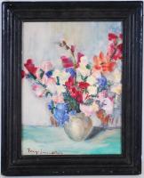 Olvashatatlan jelzéssel: Virág csendélet. Akvarell, papír, keretben 30×25 cm