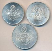 1956. 10Ft + 20Ft + 25Ft Ag "10 éves a Forint" sor T:1