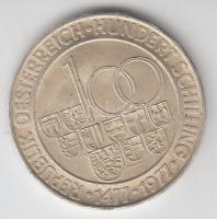 Ausztria 1977. 100Sch Ag "Hall - Tirol" T:2- Austria 1977. 100 Schilling Ag "Hall - Tirol" C:VF