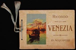 cca 1900 Velence 25 akvarell-reprodukciót tartalmazó képes füzet /  Leporello guide of Venice