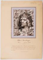 cca 1750 I. Béla portréja. Rézkarc, papír, kartonra kasírozva 28,5x22cm