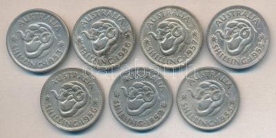 Ausztrália 1952-1958. 1Sh Ag (7x) klf évszámmal! T:Vegyes
Australia 1952-1958. Shilling Ag (7x) diff...