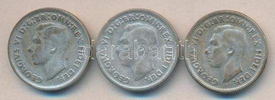 Ausztrália 1950. 1Sh Ag "VI. György" (3x) T:3 Australia 1950. Shilling Ag "George VI" (3x) C:F