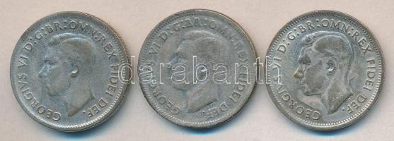 Ausztrália 1952. 1Sh Ag "VI. György" (3x) T:3 Australia 1952. Shilling Ag "George VI" (3x) C:F