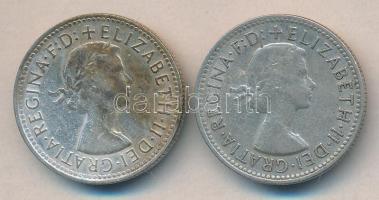 Ausztrália 1957-1960. 1Sh Ag "II. Erzsébet" (2x) T:3 Australia 1957-1960. Shilling Ag "Elizabeth II" (2x) C:F