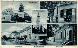 Kiskomárom dohánytőzsde, gyógyszertár, hősi emlékmű (Rb)