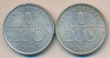 1993. 200Ft Ag "MNB" (2x) T:2,2-