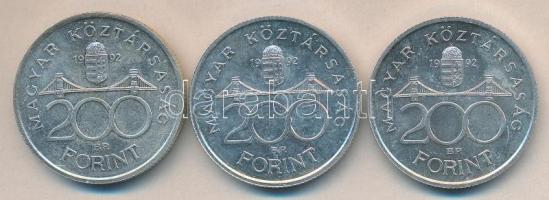 1992. 200Ft Ag "MNB" (3x) T:1-,2