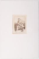 Cornelis Pietersz Bega (1631/1632-1664): Ülő férfi kalappal a kezében. Rézkarc, papír, jelzett, paszpartuban (19. századi nyomat az eredeti dúcról) /  Man seated with hat in hand. Etching,  (19th cent. impression of the original), 30x20cm