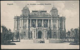 Zagreb, Zágráb; Kr. Hrvatsko zemaljsko Kazaliste / Croatian National Theatre / Horvát nemzeti színház