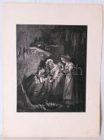 cca 1900 Gustave Doré (1832-1883) egy Hamupipőke-illusztrációjának nyomat reprodukciója / Cinderella, reproduction, print, 37x27cm