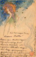 1900 4 filléres díjjegyes levelezőlap kéttel festett