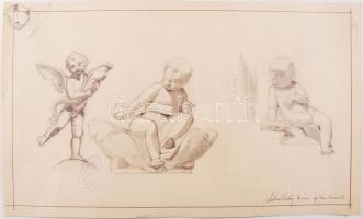 Kismarty Lechner Ödön (1916-2001): Puttok. Ceruza, papír, jelzett,  28×46 cm