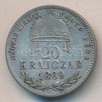 1869KB 20Kr "Magyar Királyi Váltó Pénz" Ag T:3