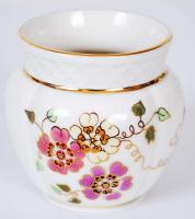 Zsolnay lepke-virágos mintás mini váza, kézzel festett, jelzett, m:7 cm/ Zsolnay porcelain mini vase