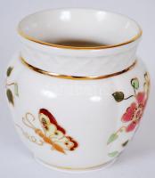 Zsolnay lepke-virágos mintás mini váza, kézzel festett, jelzett, m:7 cm/ Zsolnay porcelain mini vase