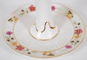 Zsolnay virágos mintás gyertyatartó, kézzel festett, jelzett, m:14 cm/ Zsolnay porcelain candlestick