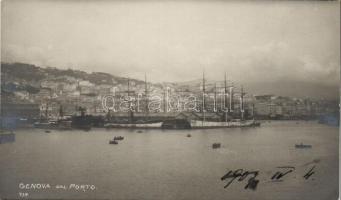 Genova port with sailing ships