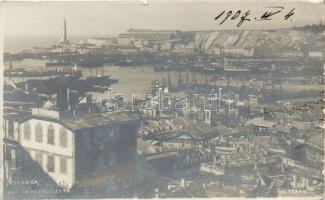 Genova port and castle (small tear)