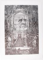 Orosz István (1951): TivoLiszt. Rézkarc, papír, 14/75, jelzett, 59x42cm