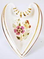 Zsolnay virág mintás szívecske, kézzel festett, jelzett, hibátlan, h:11 cm/ Zsolnay porcelain bowl