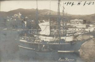 San Remo port with sailing ships