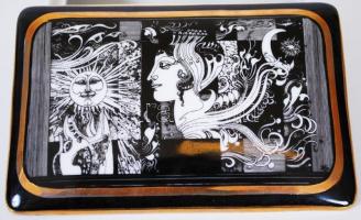 Szász Endre által tervezett Hollóházi jelzett porcelán ékszeres doboz hibátlan állapotban / Faces de...