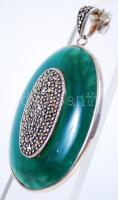 Krizopráz medál markazitokkal, áttört ezüst (Ag) foglalatban / 
Chrysophrase pendant with marcasites...