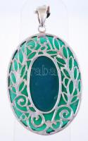 Krizopráz medál markazitokkal, áttört ezüst (Ag) foglalatban / 
Chrysophrase pendant with marcasites...