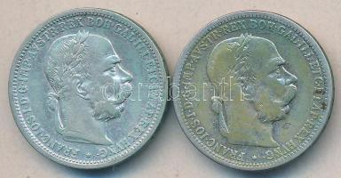 Ausztria 1893-94. 1K Ag (2x) T:2-,3 Austria 1893-94. 1 Corona Ag (2x) C:Vf,F