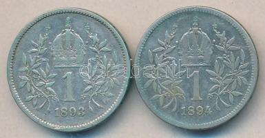 Ausztria 1893-94. 1K Ag (2x) T:2-,3
Austria 1893-94. 1 Corona Ag (2x) C:Vf,F