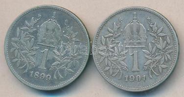 Ausztria 1899/1901. 1K Ag (2x) T:2-,3
Austria 1899/1901. 1 Corona Ag (2x) C:VF,F