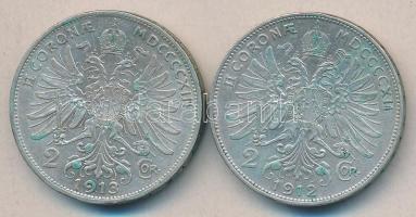 Ausztria 1912. 2K Ag + 1913. 2K Ag T:2 ph.
Austria 1912. 2 Corona Ag + 1913. 2 Corona Ag C:XF edge e...