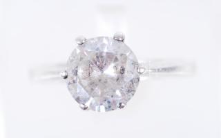 Ezüst (Ag) gyűrű soliter cirkóniával / 
Solitaire zirconia silver ring, s: 51, br: 2,92gr