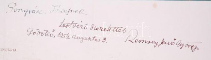 Remsey Jenő: A lenyűgözött Hungária. Irredenta nyomat a festő saját kezű aláírásával és ajánlásával....