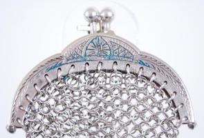 1872-1922 Ezüst (Ag) horgolt láncszemes aprópénztartó erszény bécsi behozatali jelzéssel / 
Silver c...