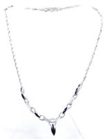 Ezüst (Ag) collier nyaklánc gyöngyház és zománc díszítéssel /  Enamel and nacre silver collier necklace, d: 26,05gr