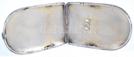 cca 1900 Szecessziós ezüst (Ag) cigarettatárca 800-as tisztaságú bécsi jelzéssel, F.B. mesterjeggyel...