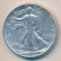 Amerikai Egyesült Államok 1943D 1/2$ Ag "Walking Liberty" T:2- USA 1943D 1/2 Dollar Ag "Walking Liberty" C:VF